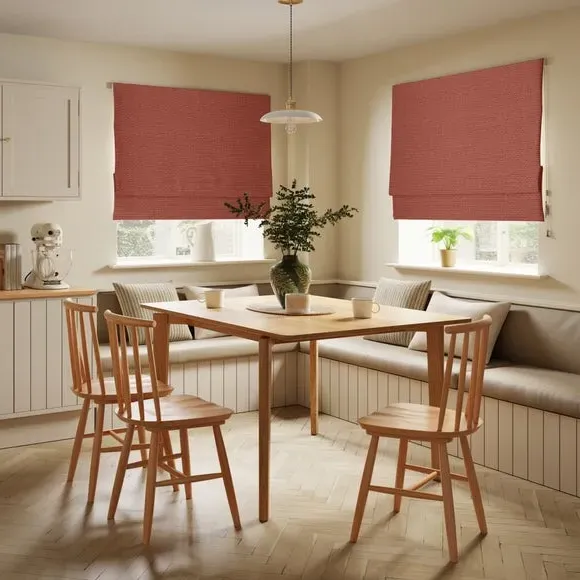 Roman Blind with Basket Weave - Soft Clay, Chenille