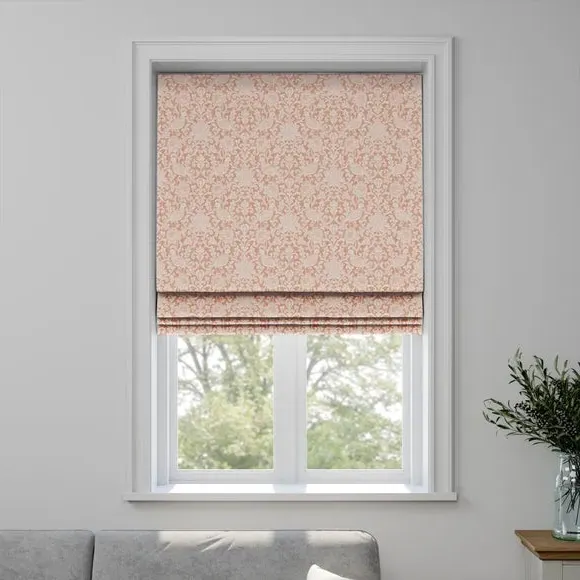 Roman Blind with Damask Pattern - Orange, Polyester