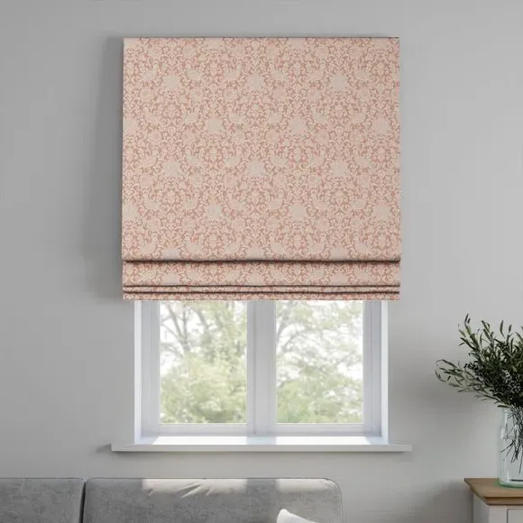 Roman Blind with Damask Pattern - Orange, Polyester