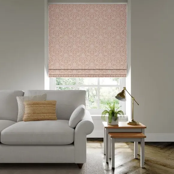 Roman Blind with Damask Pattern - Orange, Polyester