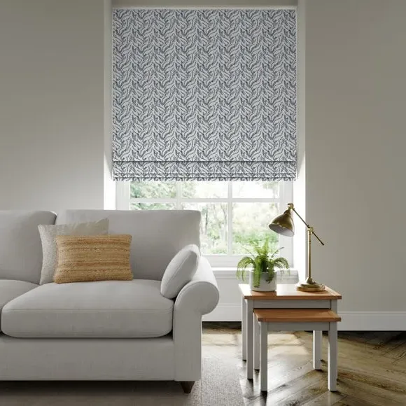 Roman Blind with Embroidery - Cornflower, Polycotton image