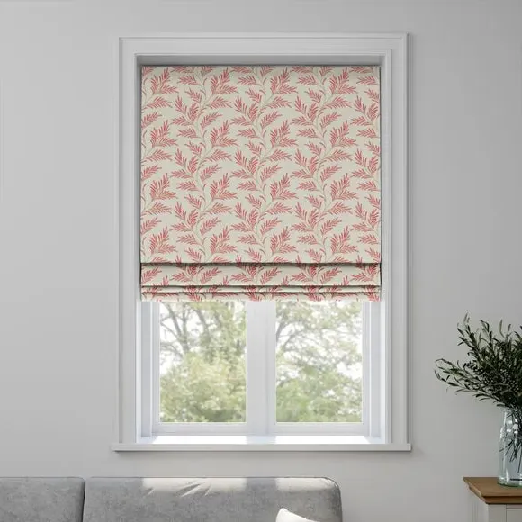 Roman Blind with Embroidery - Raspberry, Polycotton