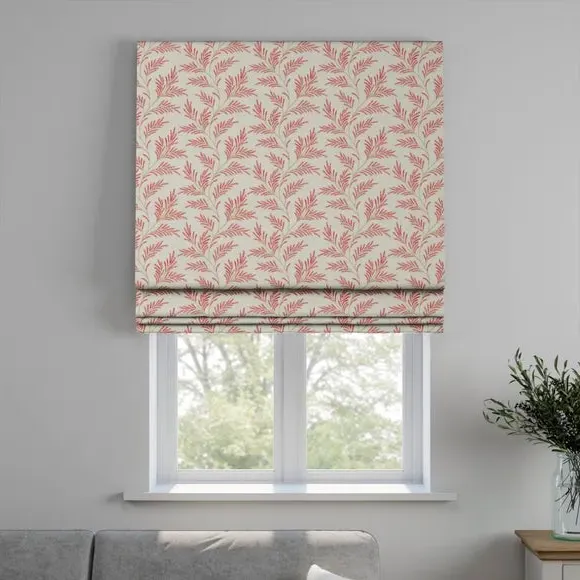 Roman Blind with Embroidery - Raspberry, Polycotton