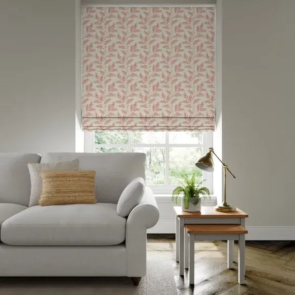 Roman Blind with Embroidery - Raspberry, Polycotton