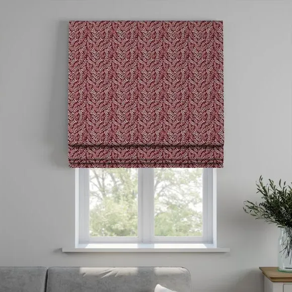 Roman Blind with Embroidery - Red, Polycotton
