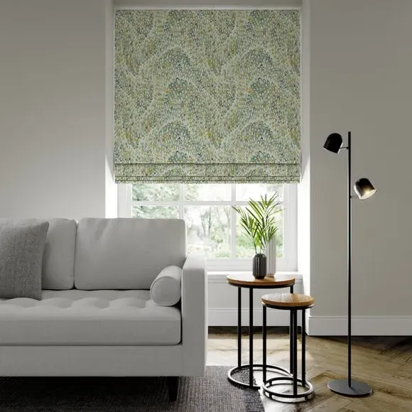 Roman Blind with Geometric Pattern - Moss, Cotton image