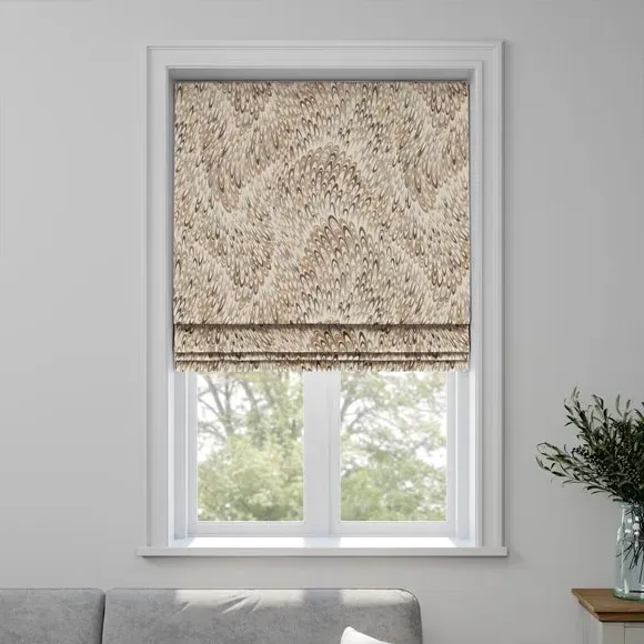 Roman Blind with Geometric Pattern - Opal, Cotton