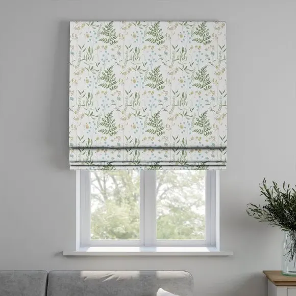 Roman Blind with Leaf Design - Duckegg, Cotton