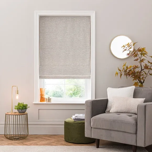 Roman Blind with Metal Chain - Natural, Boucle image