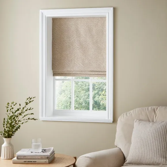 Roman Blind with Pleated Folds - Natural