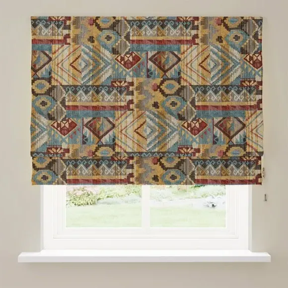 Roman Blind with Sheer Lining - Red, Chenille