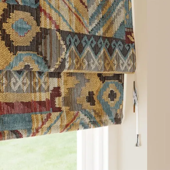 Roman Blind with Sheer Lining - Red, Chenille