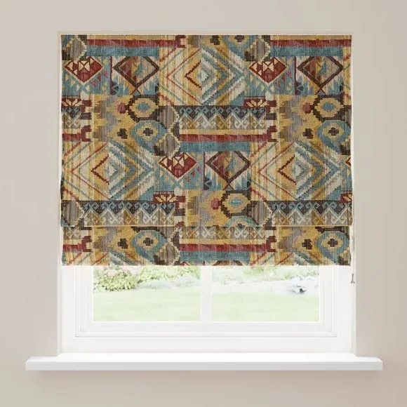 Roman Blind with Sheer Lining - Red, Chenille
