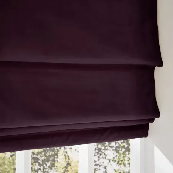 Roman Blind with Thermal Lining - Aubergine, Velour