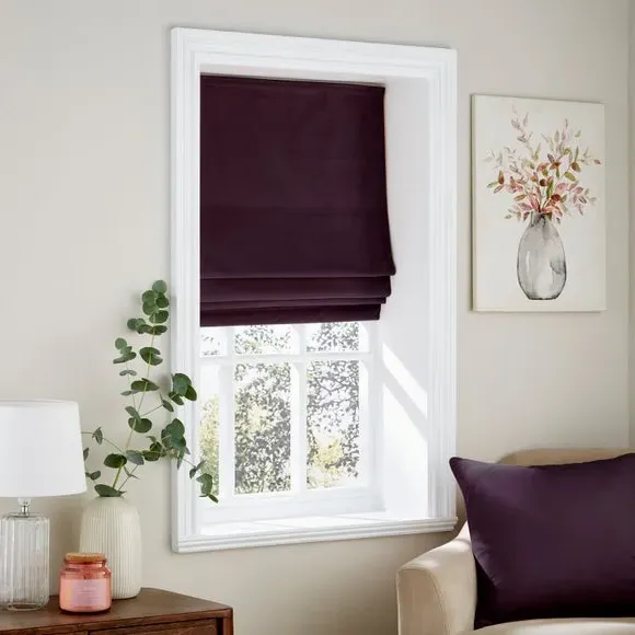 Roman Blind with Thermal Lining - Aubergine, Velour image
