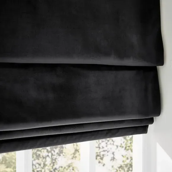 Roman Blind with Thermal Lining - Black, Velour