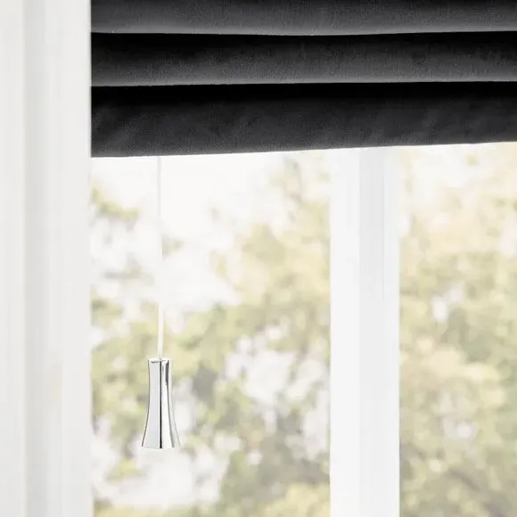 Roman Blind with Thermal Lining - Black, Velour