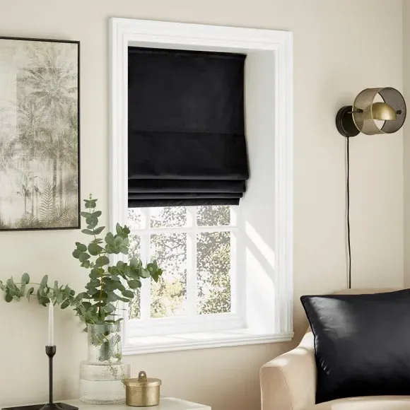 Roman Blind with Thermal Lining - Black, Velour