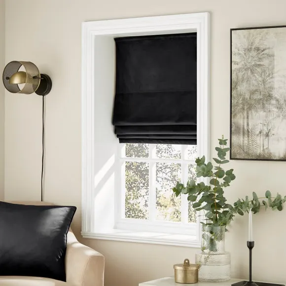 Roman Blind with Thermal Lining - Black, Velour