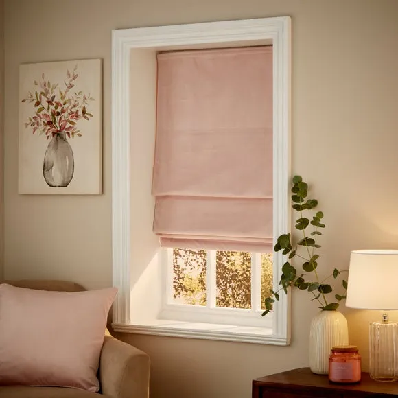 Roman Blind with Thermal Lining - Blush, Velour