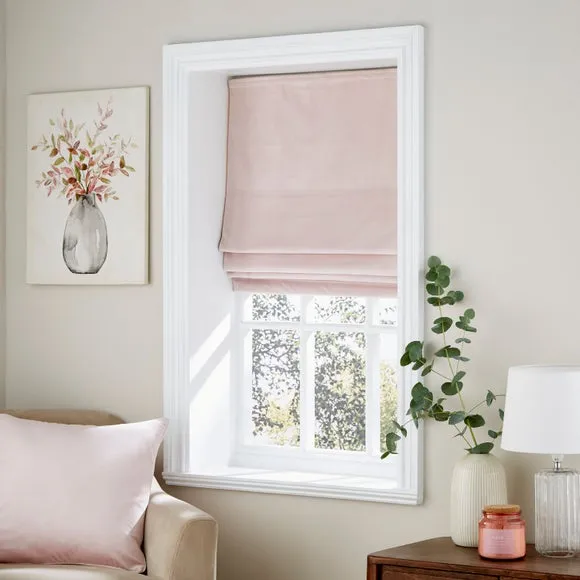 Roman Blind with Thermal Lining - Blush, Velour