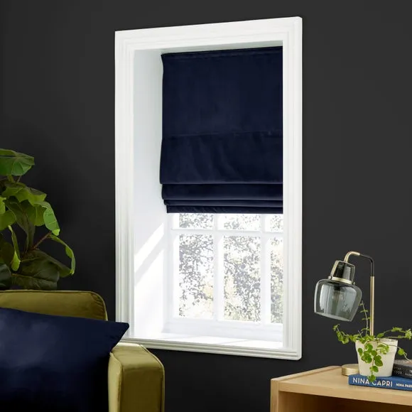 Roman Blind with Thermal Lining - Ink, Velour