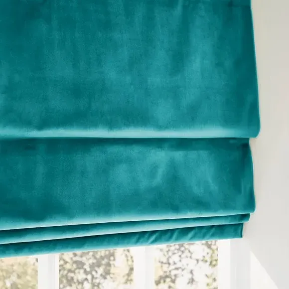 Roman Blind with Thermal Lining - Teal, Velour