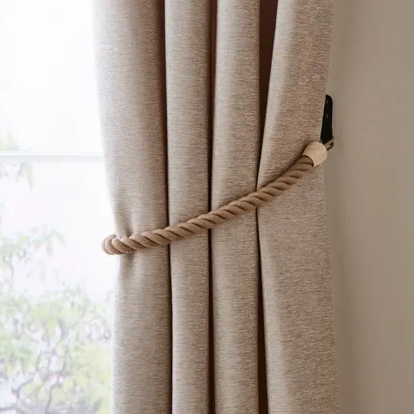 Rope Curtain Tieback with Wooden Beads - Pebble