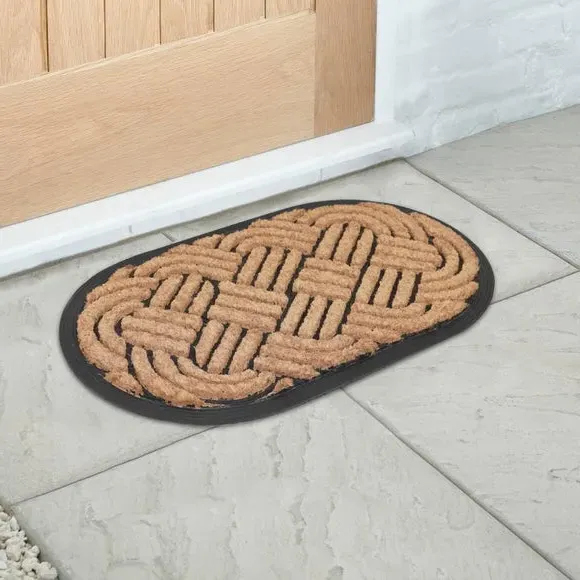 Rope Doormat with Rubber Backing - Brown, Coir image