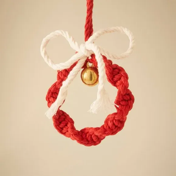 Rope Wreath Hanging Decoration - Red