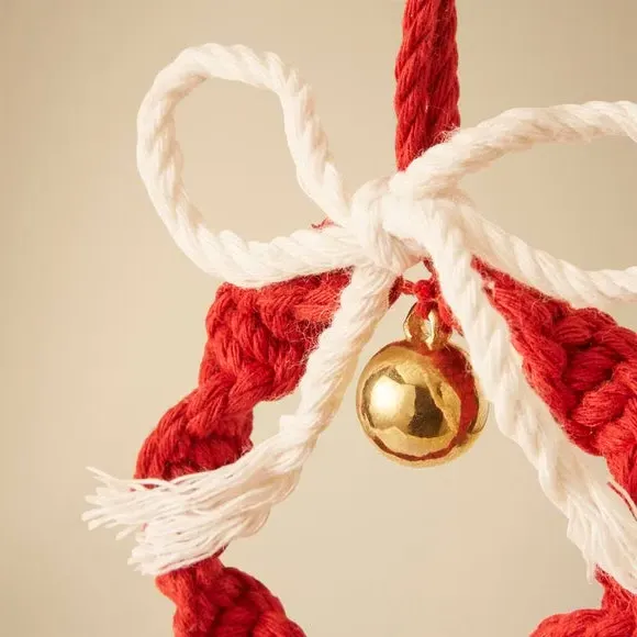 Rope Wreath Hanging Decoration - Red