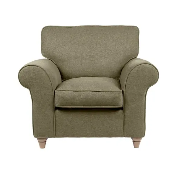 Rosa Armchair with Scrolled Arms - Olive, Chenille