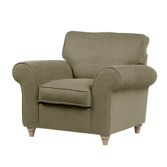 Rosa Armchair with Scrolled Arms - Olive, Chenille