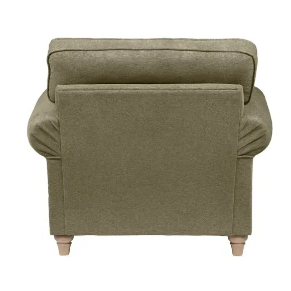 Rosa Armchair with Scrolled Arms - Olive, Chenille