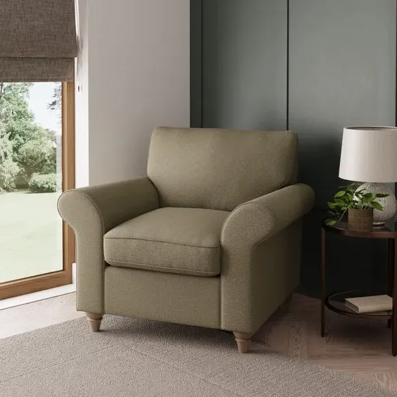 Rosa Armchair with Scrolled Arms - Olive, Chenille image