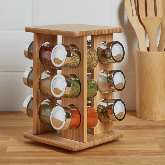 Rotating Spice Rack for 12 Bottles - Natural Bamboo image