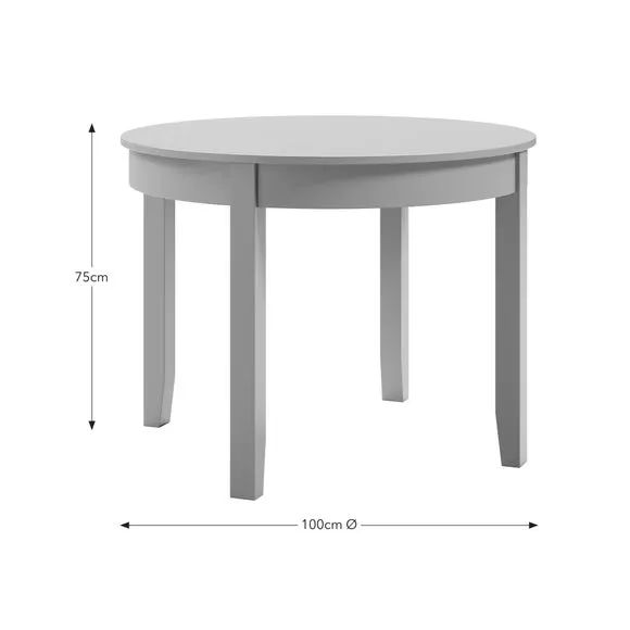 Round 4-Seater Dining Table - Grey, Wood