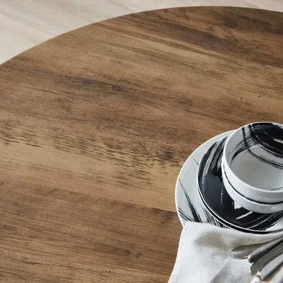 Round 4-Seater Dining Table - Rustic Oak, Wood