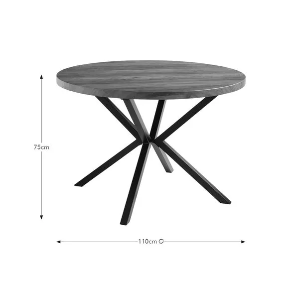 Round 4-Seater Dining Table - Rustic Oak, Wood