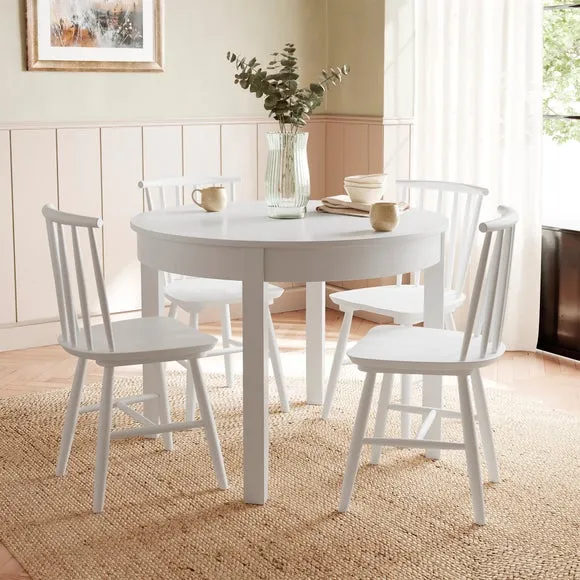 Round 4-Seater Dining Table - White, Wood