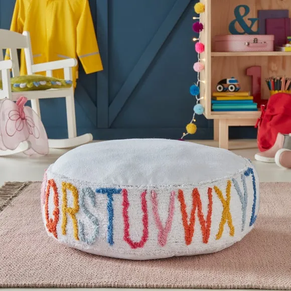 Round Alphabet Pouffe with Zip Cover - Multicolor