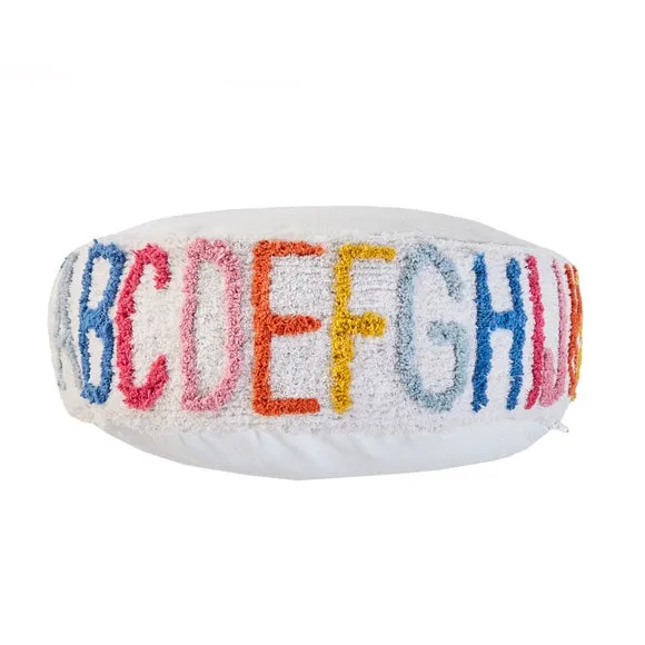 Round Alphabet Pouffe with Zip Cover - Multicolor