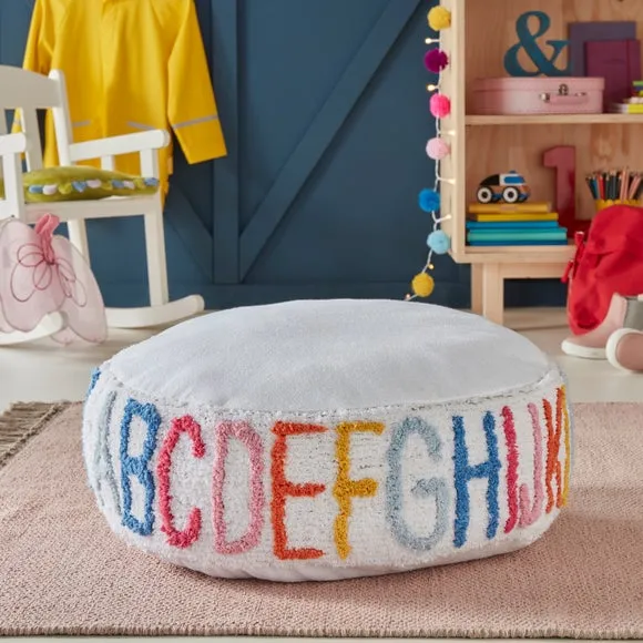 Round Alphabet Pouffe with Zip Cover - Multicolor image