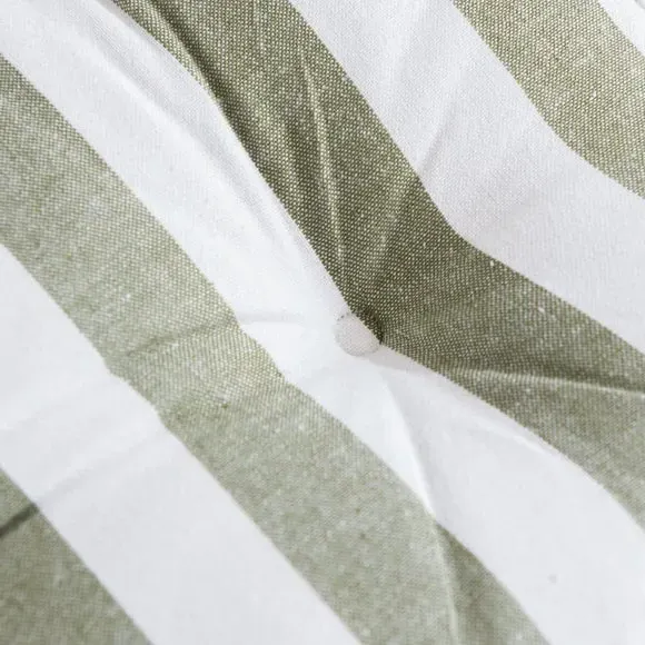 Round Back Striped Seat Pad - Green, Cotton
