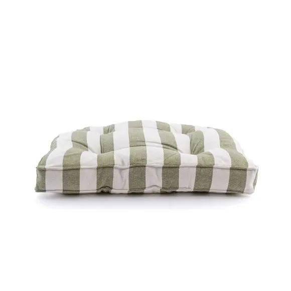 Round Back Striped Seat Pad - Green, Cotton