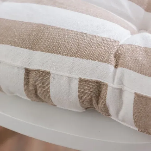 Round Back Striped Seat Pad - Natural, Cotton