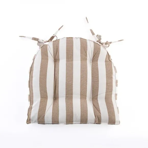 Round Back Striped Seat Pad - Natural, Cotton