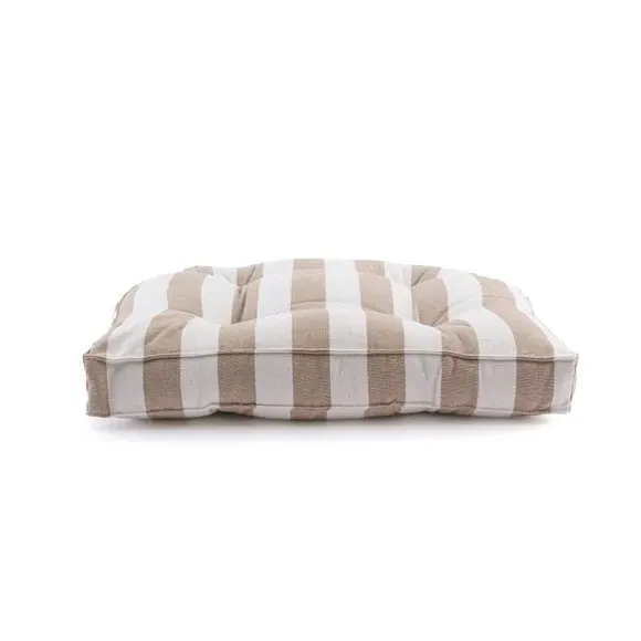 Round Back Striped Seat Pad - Natural, Cotton