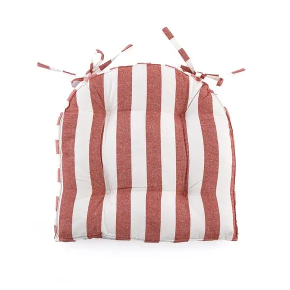 Round Back Striped Seat Pad - Orange, Cotton