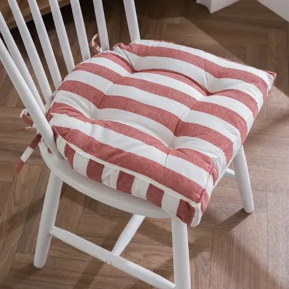 Round Back Striped Seat Pad - Orange, Cotton